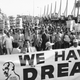 Supporters of Martin Luther King Jr. Day marching in Los Angeles .